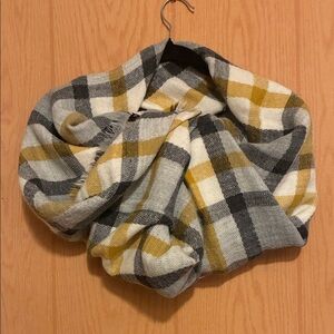 Plaid Infinity Scarf in Mustard and Gray